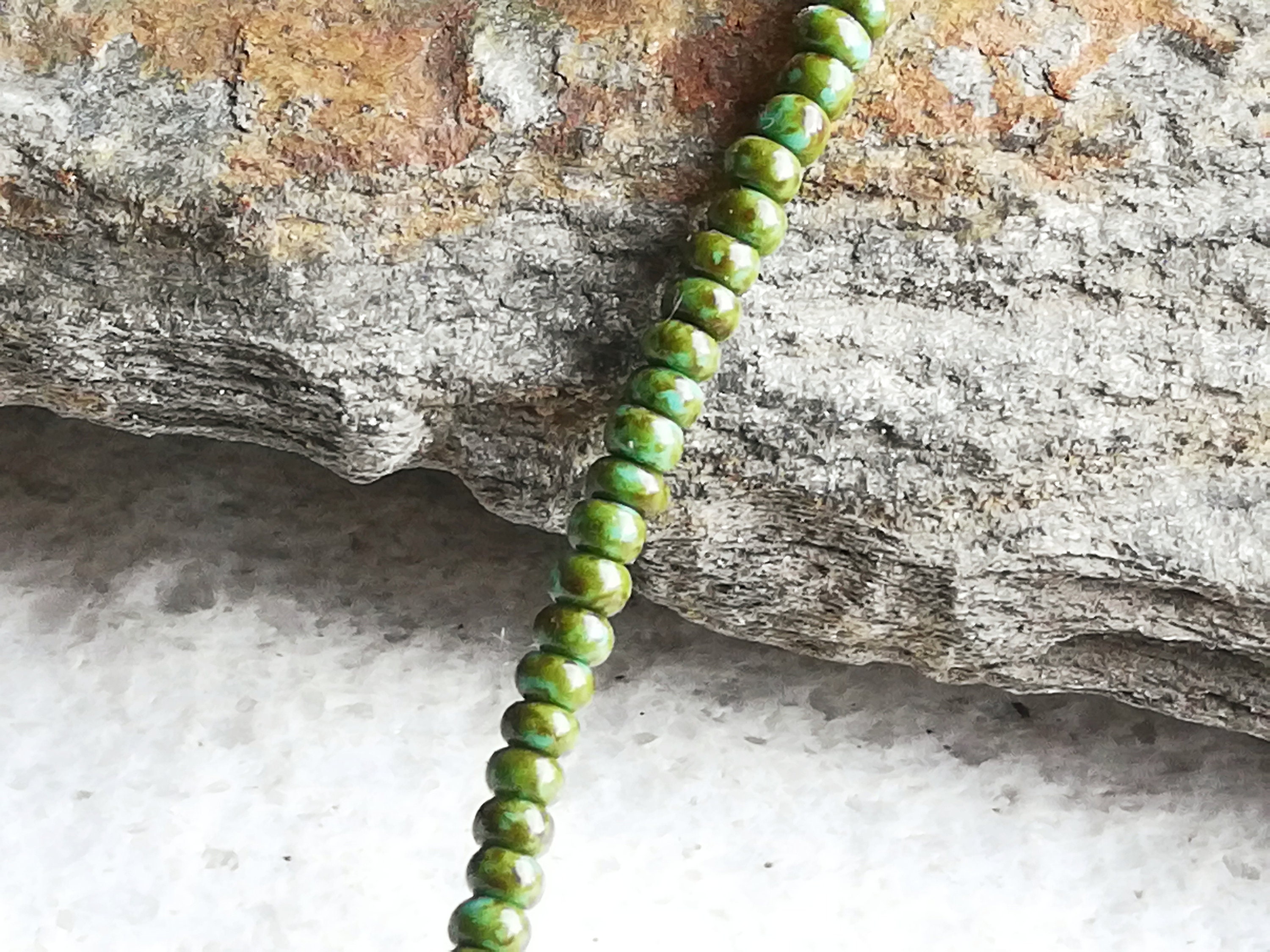 Mens Long Beaded Necklace, No Clasp Necklace, Simple Metal Free