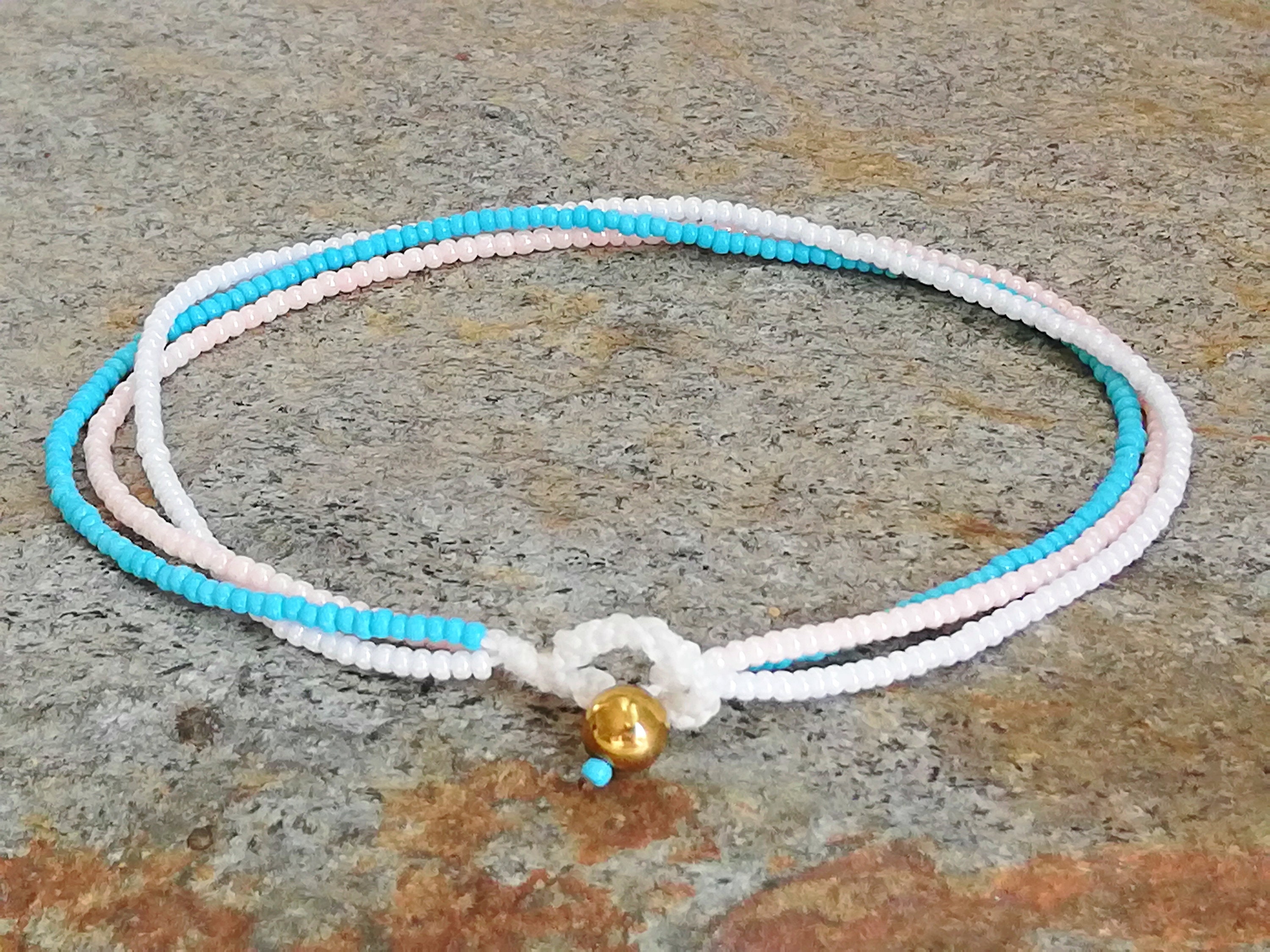 Seed bead anklets Three strand anklet Summer boho style | Etsy