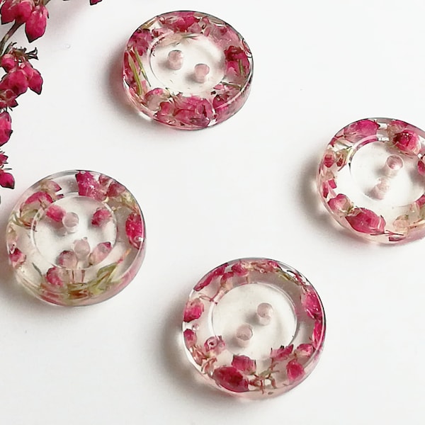 Flower buttons 4 pcs 12mm Unique decorative resin buttons Sewing craft supply