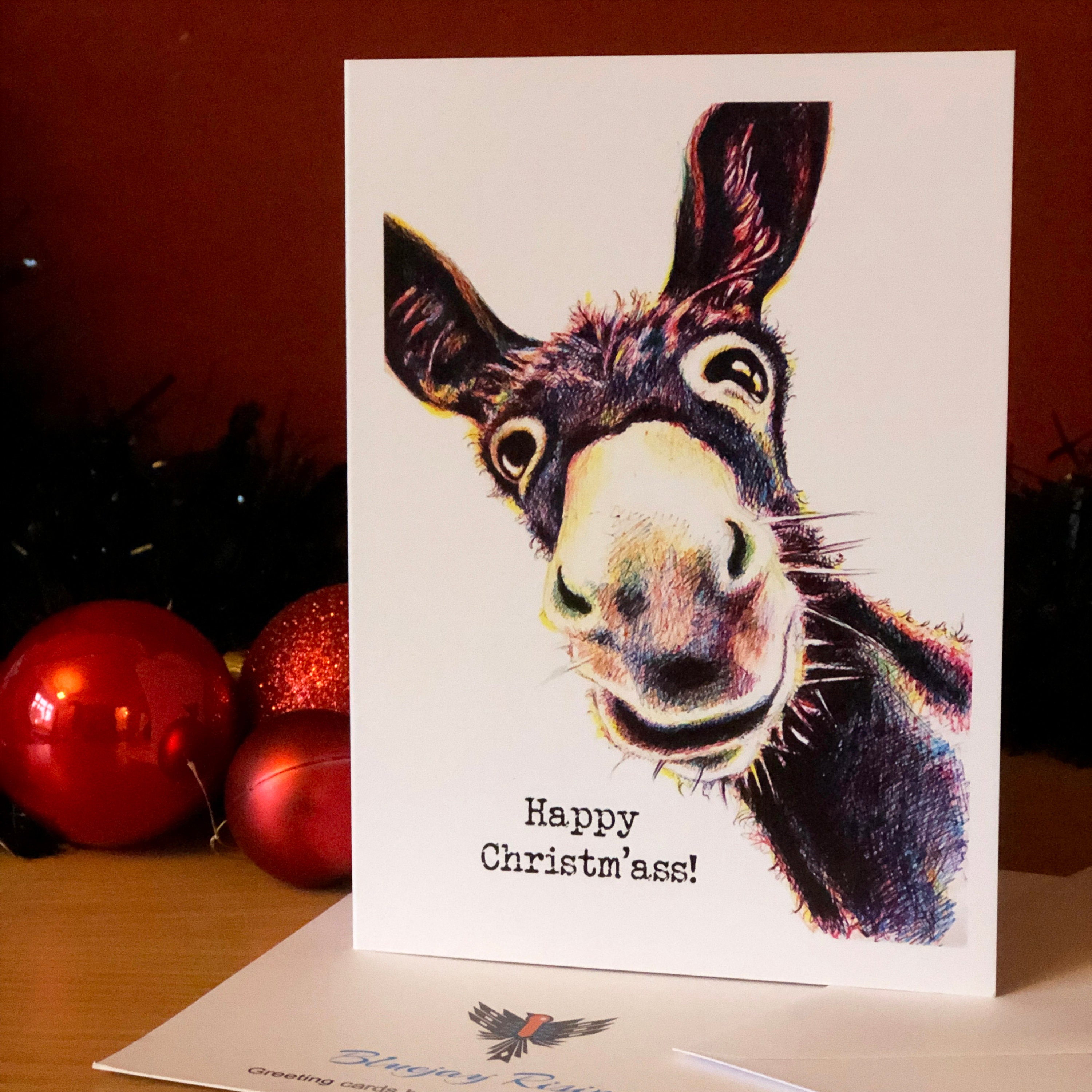Happy Christm'ass Wonky Donkey Christmas Card Etsy