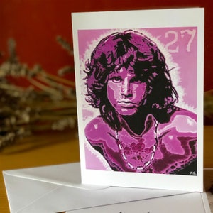 Biglietto d'auguri con stampa artistica di Jim Morrison "27 Club". Biglietto di auguri per la festa del papà o della mamma/anniversario/compleanno generale.