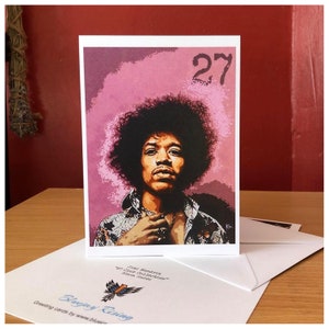 Jimi Hendrix "27 Club" Art print greetings card. Father's or Mother's Day/Anniversary/General birthday card.