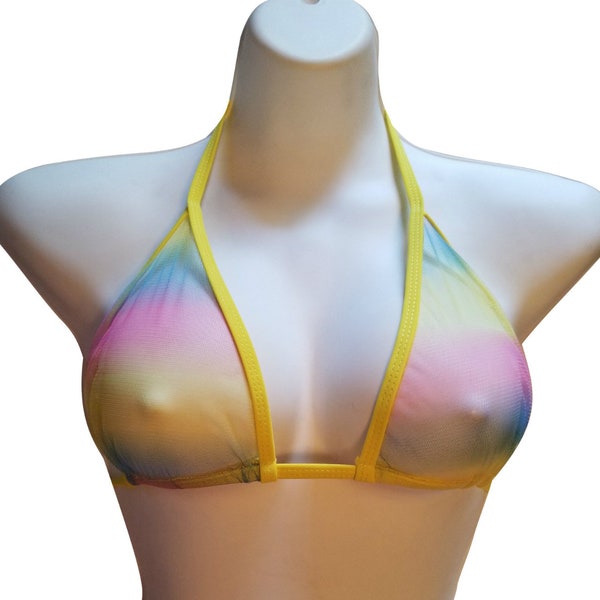 Sheer Swim 2 colors Rainbow Sheer Bikini Top EDC Festival Wear Resort Topional Clothing Giovanna