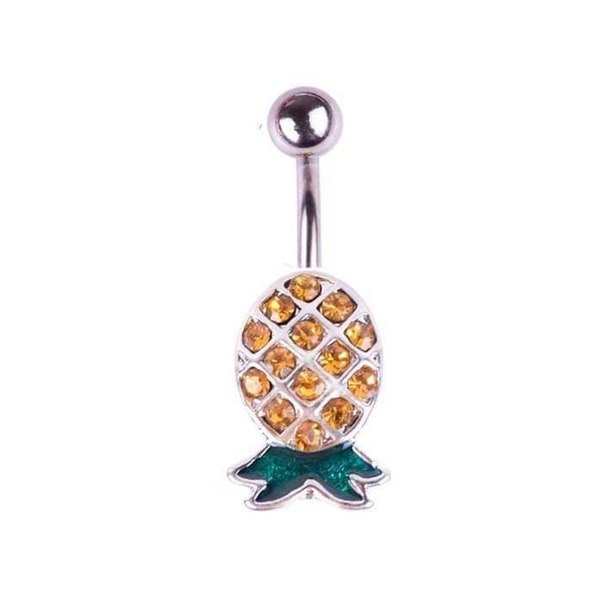 Upside Down Pineapple Sparkly Belly Ring