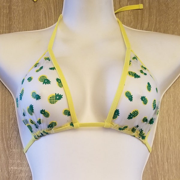 Pineapple Upside Down Alternative Lifestyle Sheer Bikini Top