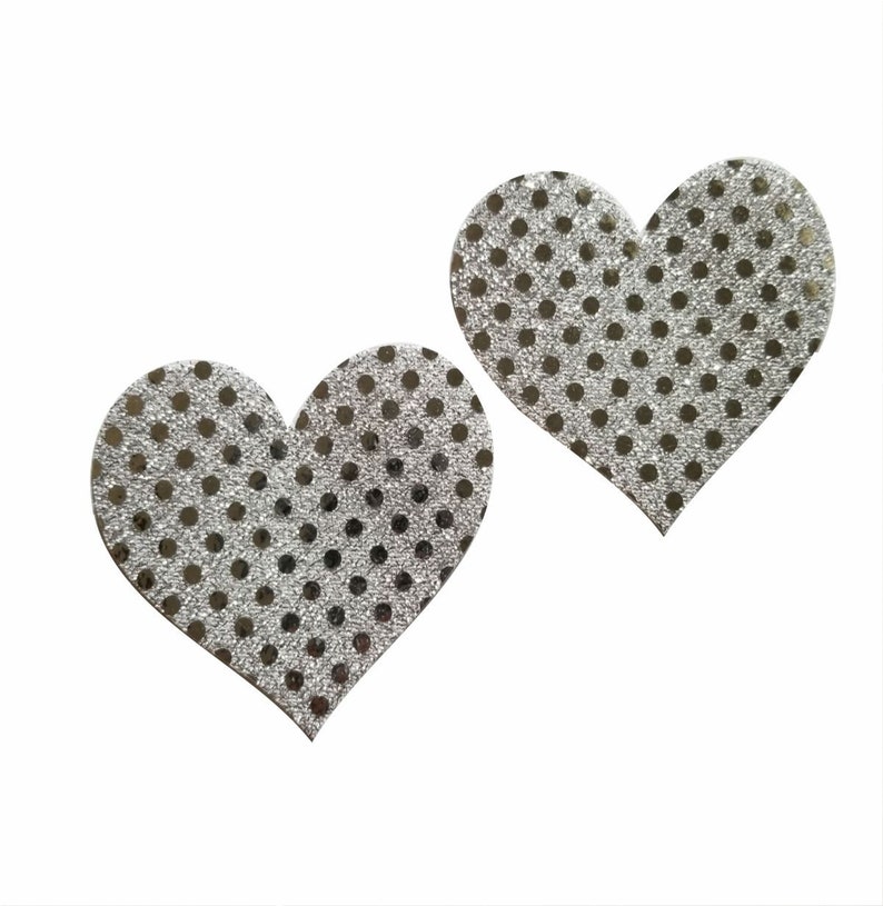 Embellished Heart Silver Pasties