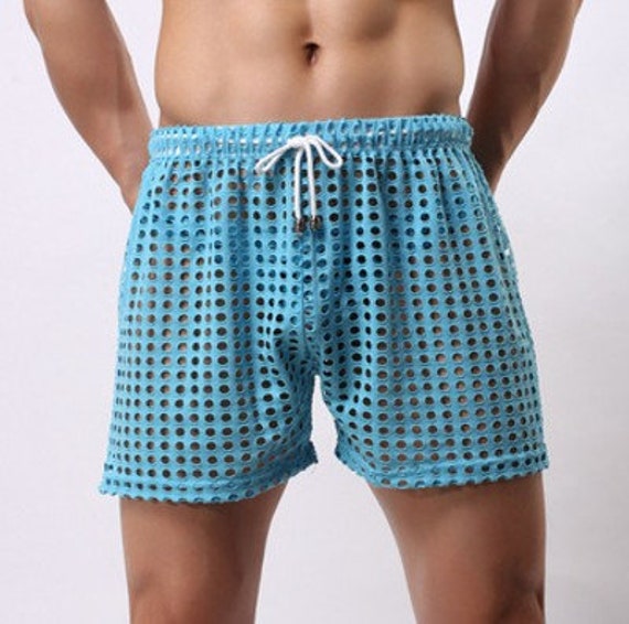 White fishnet shop shorts