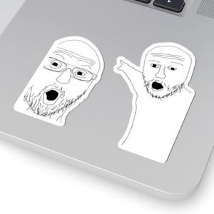 Soyjack Soy Jack Wojack Meme Pointing Sticker Decal Pair for Laptop, Water Bottle, Journal, Gifts, Home Decor, Unique Art Stickers