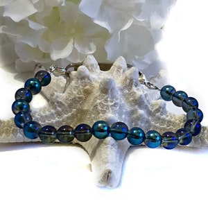 Blue crystal quartz interchangeable medical ID bracelet women/ medical alert ID bracelet/ replacement gemstone detachable bracelet