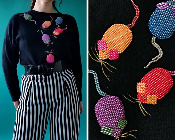 Vintage Sweater, Vintage Jumper, Beaded Jumper, Be