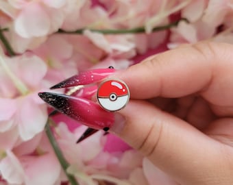 Pokeball mini pin and stud earrings