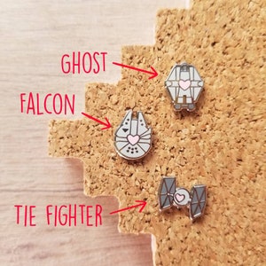 Heart ship mini pins and stud earrings | hard enamel | nickel free jewelry