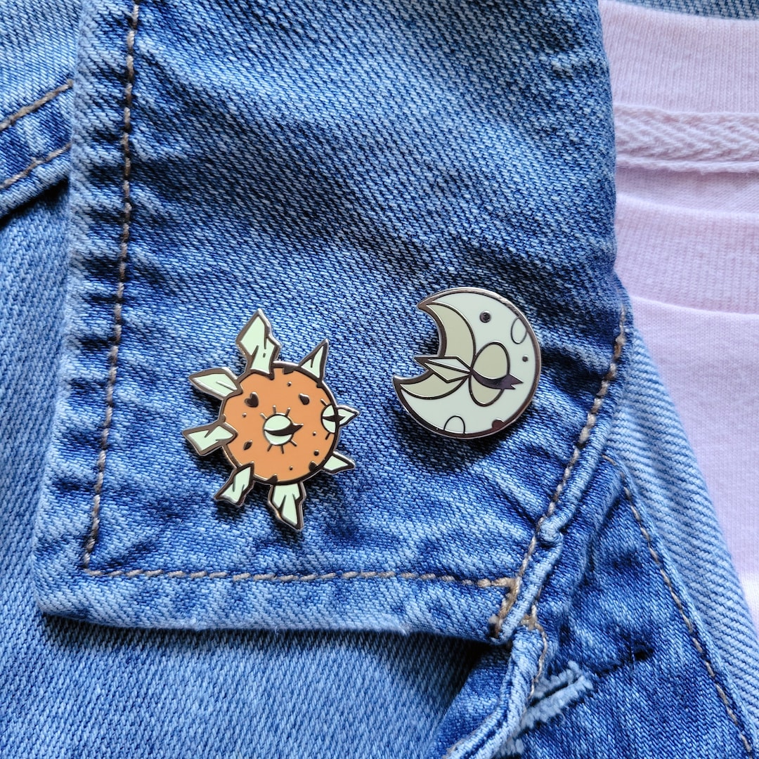 Sun and Moon enamel pins