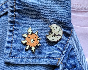 Sun and Moon enamel pins