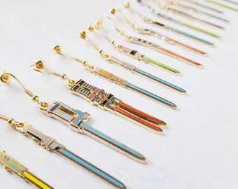 SERIES 2 Lightsaber dangle earrings [SINGLE] | individual purchase NOT pairs | hard enamel | gold silver nickel free jewelry