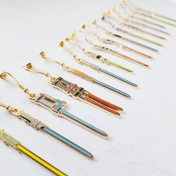 SERIES 2 Lightsaber dangle earrings [SINGLE] | individual purchase NOT pairs | hard enamel | gold silver nickel free jewelry