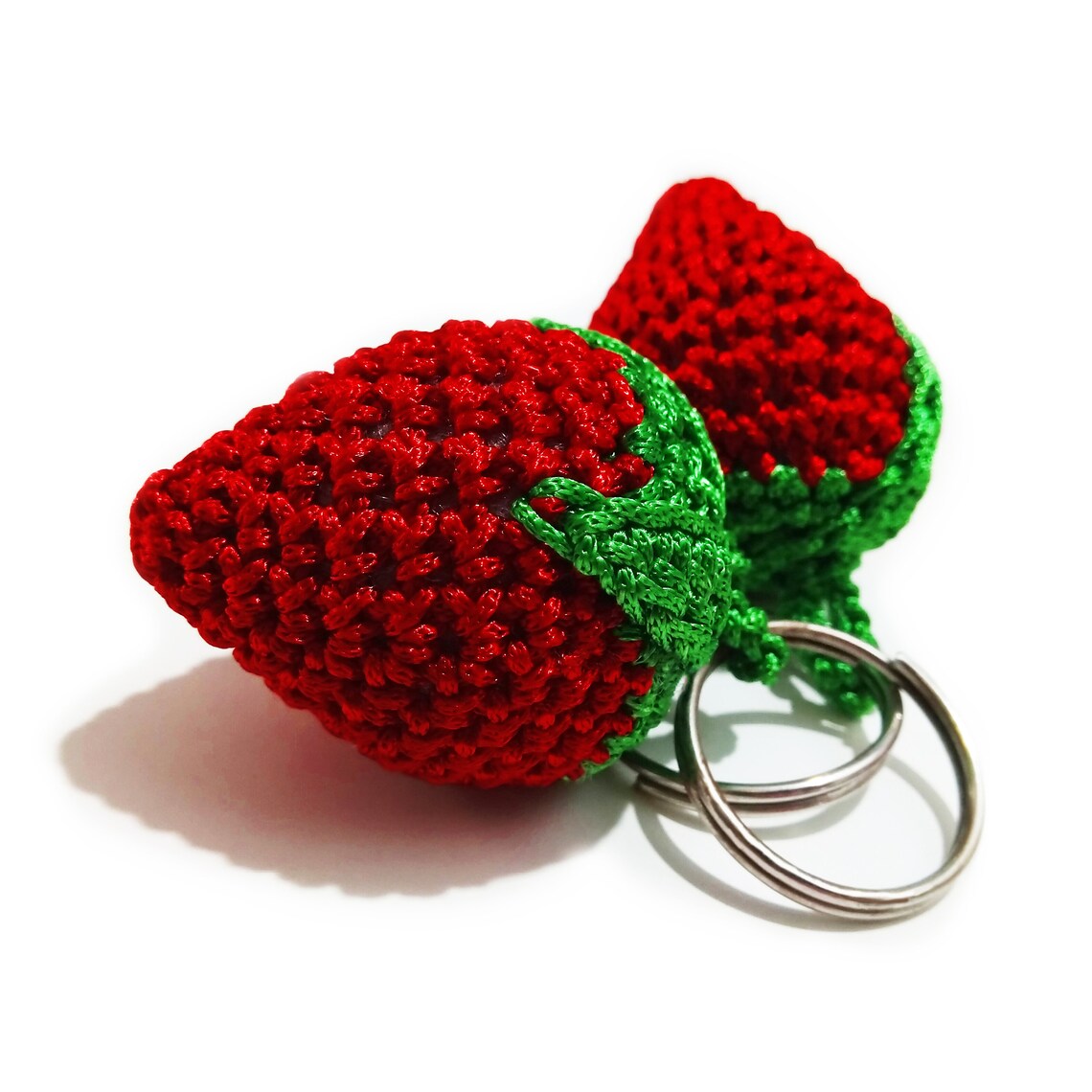 2 Pieces Crochet Strawberry Keychain Fruit Keychain Cute Etsy
