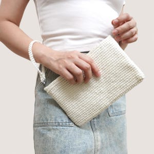 Handmade Crochet Clutch Bag: Small Lined Polyester Yarn Purse