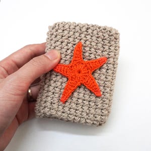 Minimalistische portemonnee voor kaarten met aanpasbare hoofdkleur: handgemaakte gehaakte kaarthouder