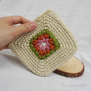 Carteira pequena personalizada com zíper de segurança, porta-moedas estilo Boho, feito à mão em crochê, 2 compartimentos