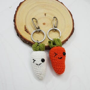 Valentine Day Gifts - Cute Crochet Carrot and Radish Keychain – Vegetable Gifts - Handmade Cotton Yarn Keychain for Bags, Backpacks and Keys