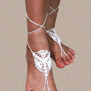 Crochet Barefoot Sandals: Beach Wedding Footless Shoes