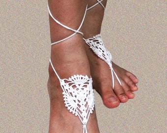 Crochet Barefoot Sandals: Beach Wedding Footless Shoes