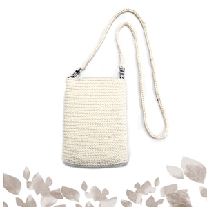 Gehäkelte Minitasche, handgefertigtes Häkelgarn aus Baumwollgarn, Umhängetasche - Anpassbare Farben, kleines, schlichtes Design, passend für Handy, Brieftasche, Schlüssel
