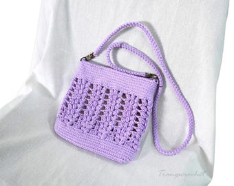 Handmade Crochet Cotton Crossbody Bag – Phone Bag