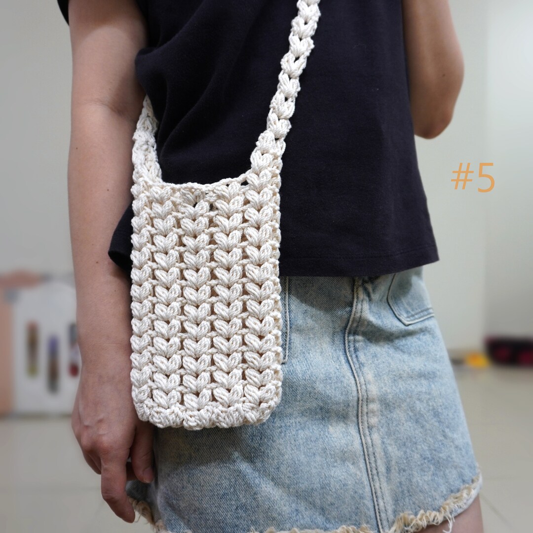 Crochet Mini Bag Small Crochet Cotton Crossbody Bag for Women Phone