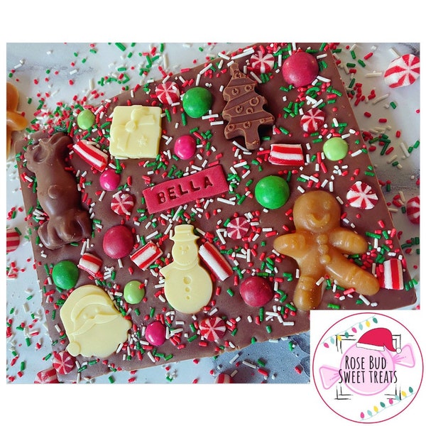 Personalised Christmas Belgian Chocolate Slab!! Name - Sweets - Choc - Christmas Eve - Treat Box - Christmas Eve Box - Present