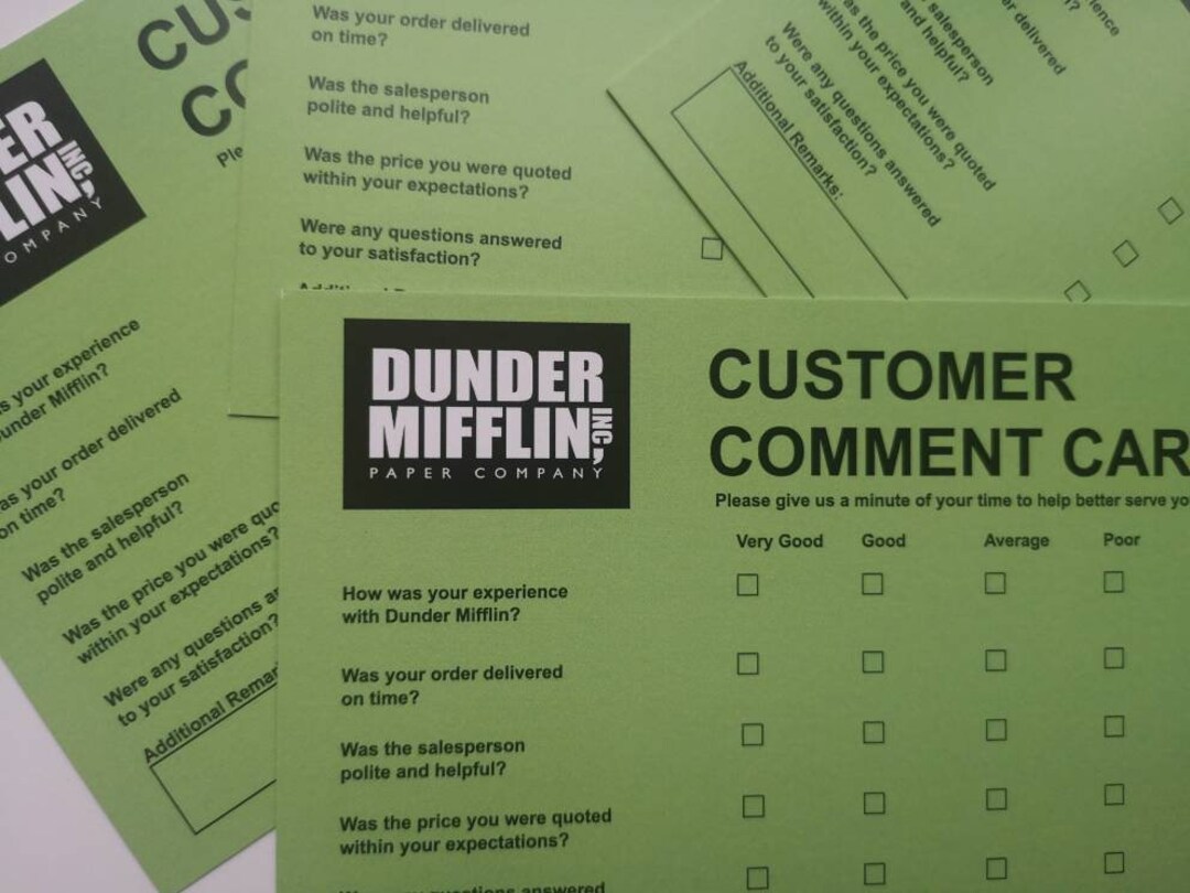 4 X the Office Dunder Mifflin Green Comment Cards Postcards Etsy