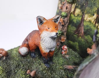 Fox Grove Square Bookshelf Diorama, Handmade and Original One-off