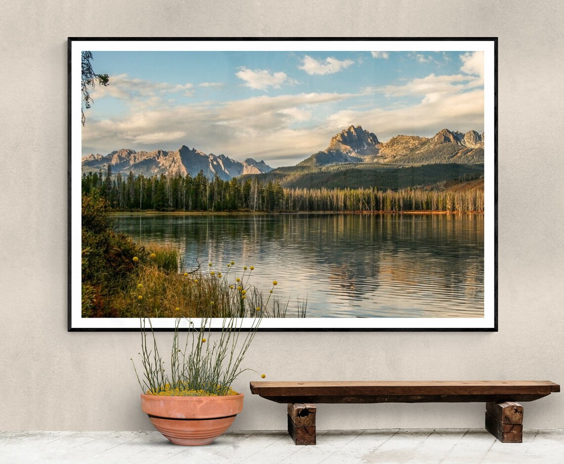 Rocky Mountains Wall Art Lake Reflection Sawtooth Mountains Etsy