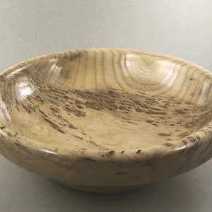 Beautiful Spalted Hackberry Bowl with Turquoise Inlay