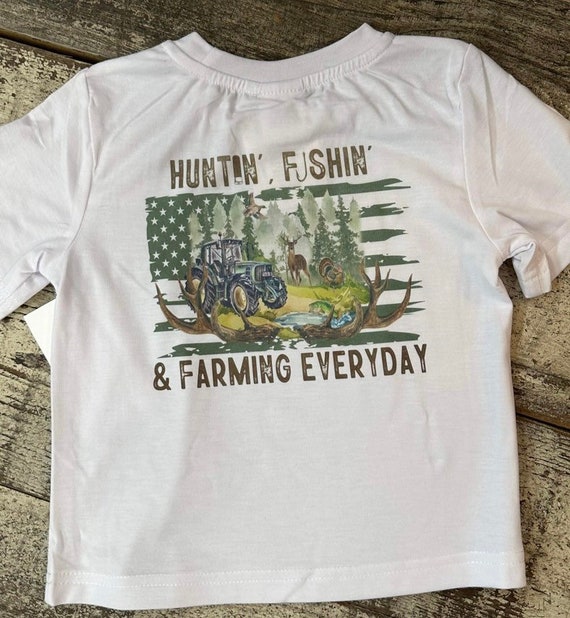 Hunting Fishing Farming Everyday Boys Shirt, Boys T-shirt, Boys Shirt White  Summer Shirt 