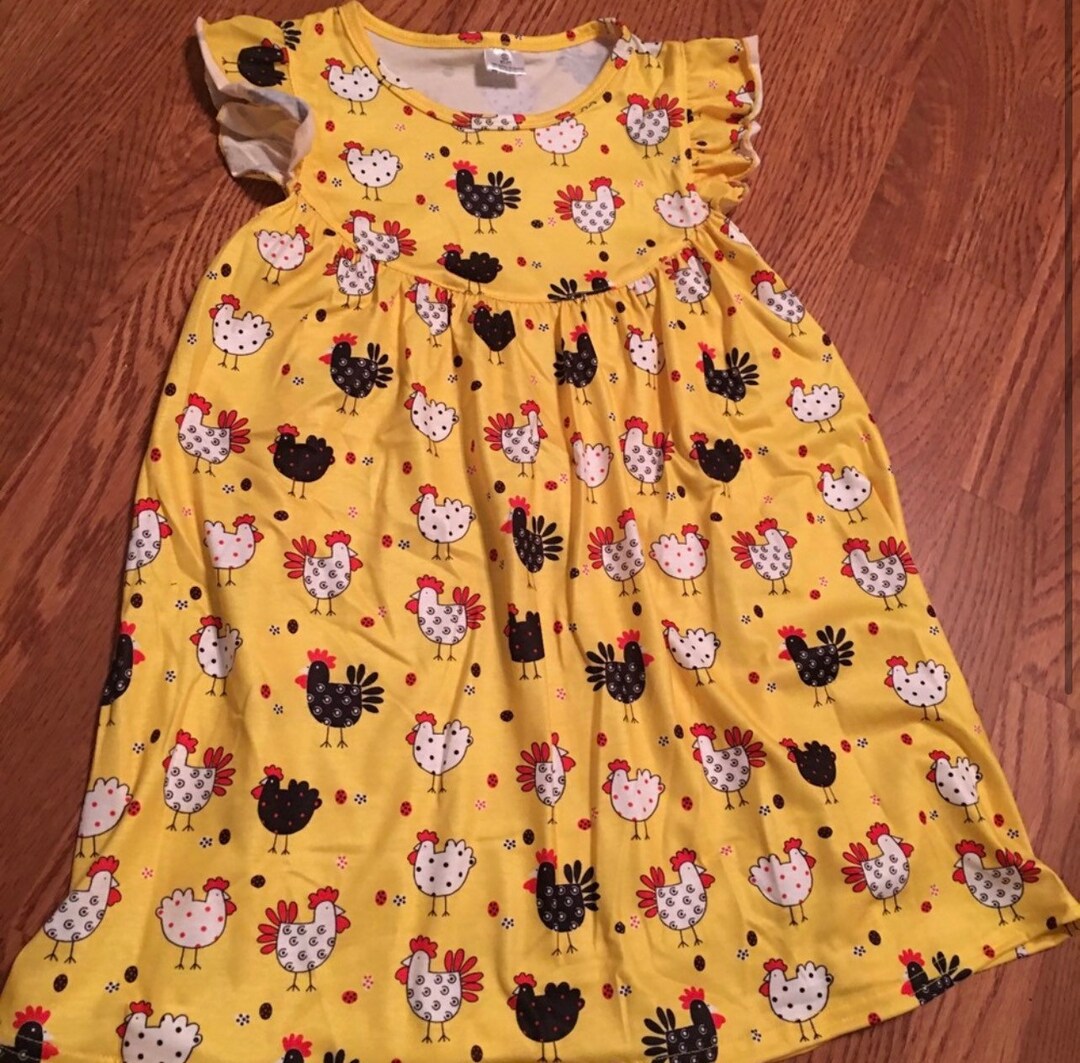 Girls Chicken Dress, Girls Dress, Chickens, Yellow Dress, Girls Yellow ...