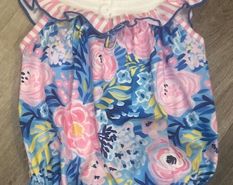 I love Mama baby Romper, smock floral love my mom romper, baby smock love mama romper, embroidered smock I love mama, baby gift, floral mama