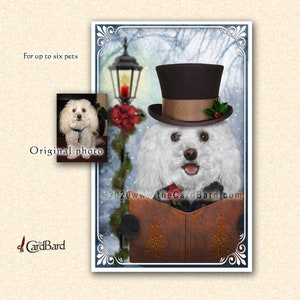 Custom Pet Christmas Card A-Caroling Personalized Pet Holiday Card Pet Portrait image 5