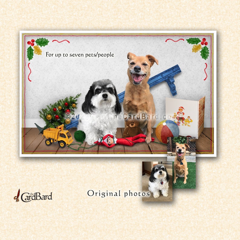 One pack of 20 CardsEnvelopes with your choice of inscription Custom Pet Christmas Card Santa/'s Ride