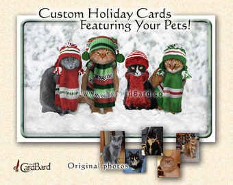 Custom Pet Holiday Card - "Warmest Wishes" - Personalized Pet Christmas Card - Pet Portrait