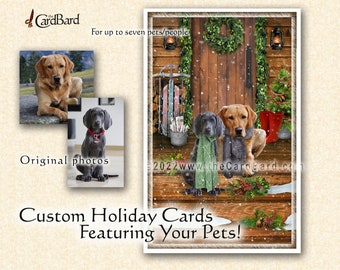 Custom Pet Christmas Card - "Home for the Holidays" - Personalized Pet Photo Card - Pet Portrait