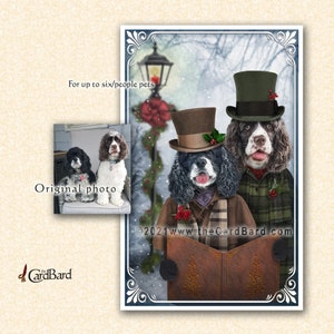 Custom Pet Christmas Card A-Caroling Personalized Pet Holiday Card Pet Portrait image 3