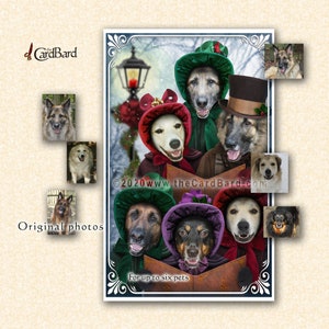 Custom Pet Christmas Card A-Caroling Personalized Pet Holiday Card Pet Portrait image 7