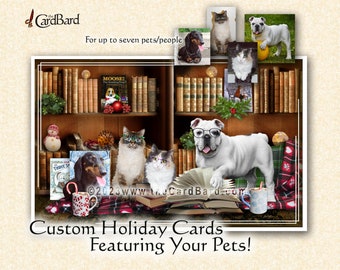 Custom Pet Card - "Booked for the Holidays" - Holiday Photo Card