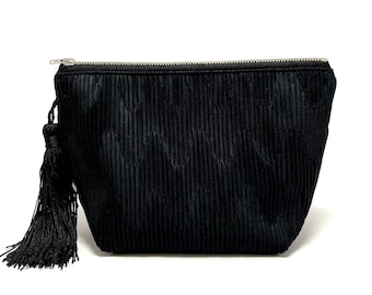 Black Pleated Make Up Case, Black Cosmetic Bags