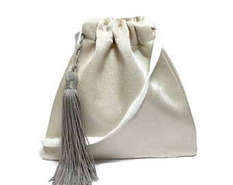 Ecru wedding purse, upcycled wedding handbag, bridesmaid purse, boho wedding pouch, custom made bag, ecu bag for bride, little wedding bag