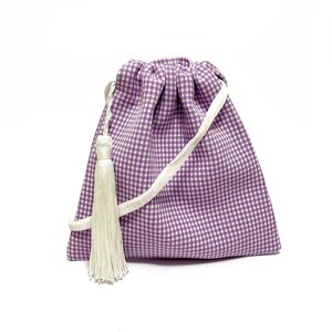 Little purple handbag with tassel, unique purse, eco friendly bag, recycled bag, boho bag, mini evening purse, boho girl gift, designer bag