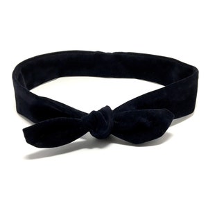 Navy blue velvet headband, unique hair ribbon, zero waste headband, cute headband, retro headband, elegant hair ribbon, designer headband