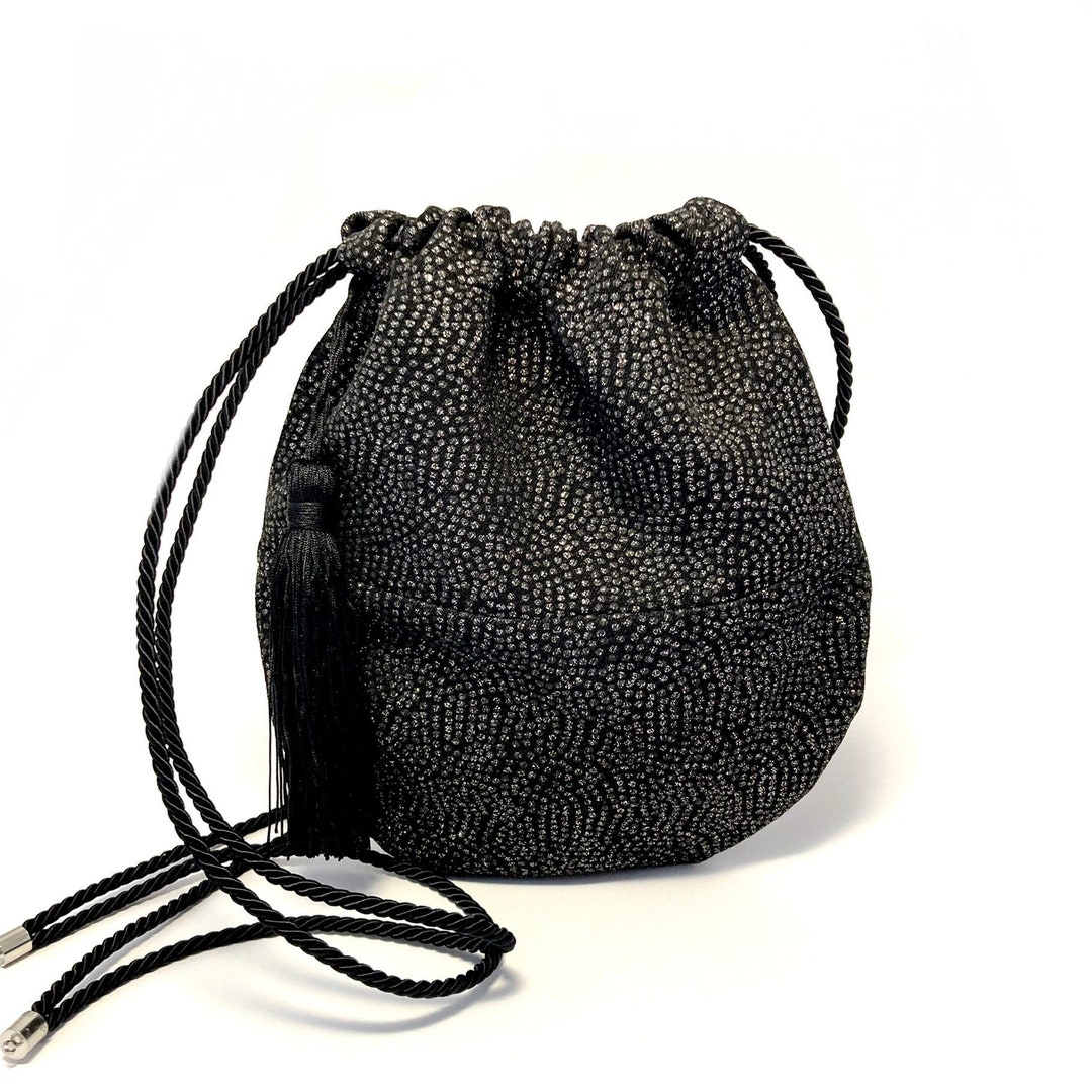 Black Velvet Bag With Glitter Unique Pouch Zero Waste - Etsy
